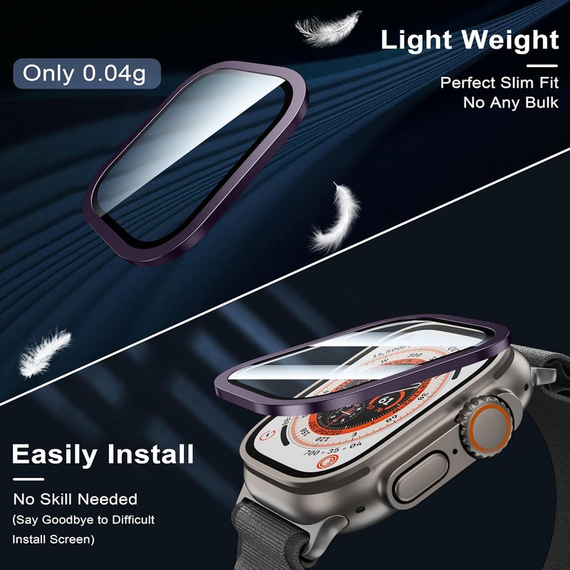wsken for Apple Watch Ultra 3/Ultra 2/Ultra Screen Protector 49mm,9H Tempered Glass + Titanium Alloy Frame, [Keep Original] [Touch Sensitive] Lightweight Protective Glass Film for iwatch Ultra 3/2/1 - Image 5